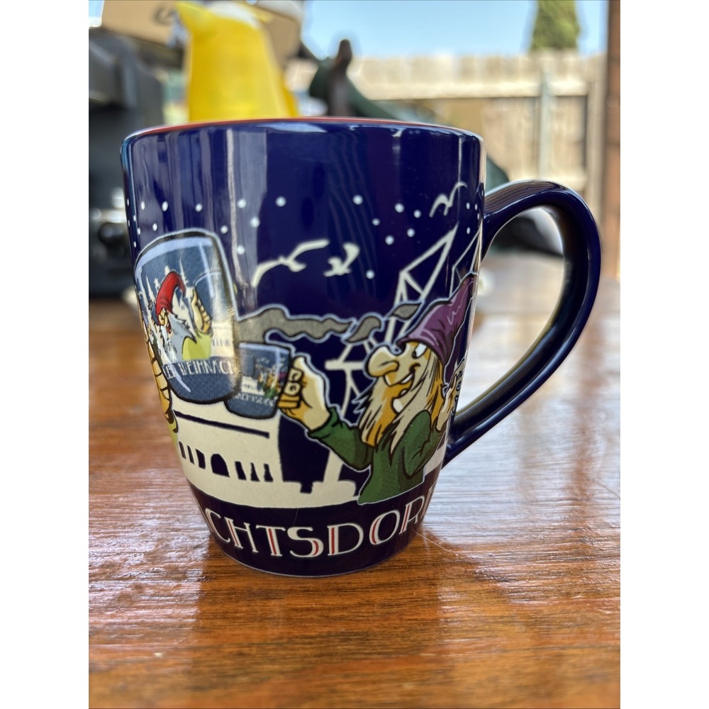 VTG Kieler Weihnachtsdorf Blue Mug Cup Collectible German Holiday Memorabilia